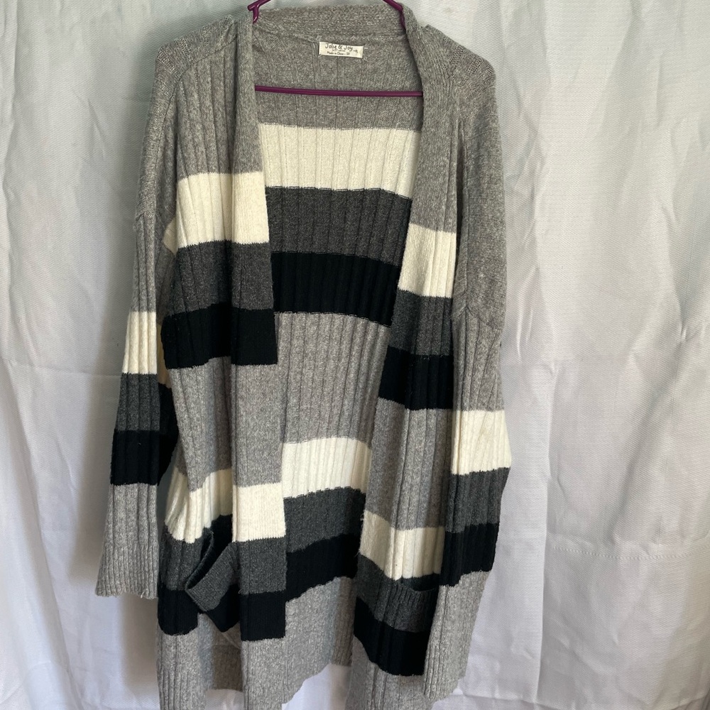 Striped Gray and Black Women's Sweater